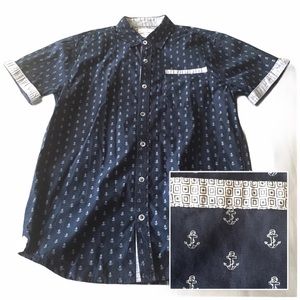 Paper Denim & Cloth Anchor Button Down Shirt Blue Size 14/16